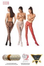 Visualizza Collant aperto bianco a rete con intrecci Norra White