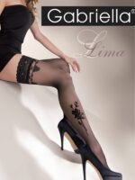 Visualizza Autoreggenti con fiore disegnato Lima Black