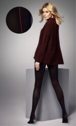 Visualizza Collant con riga fine rossa su calza coprente Amber