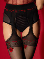 Visualizza Collant aperto effetto reggicalze con disegni rossi Amour Rouge