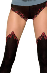 Visualizza Collant con disegno autoreggente e slip  TI102 Red