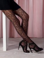 Visualizza Elegante collant con disegni in lurex TI111 Black