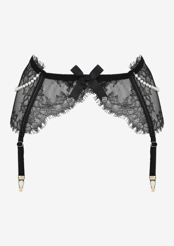 Visualizza Reggicalze di pizzo con perle Baby 02 Black
