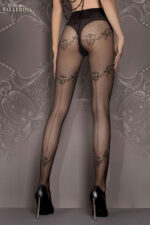 Visualizza Collant con ramage lurex e riga 413 Black