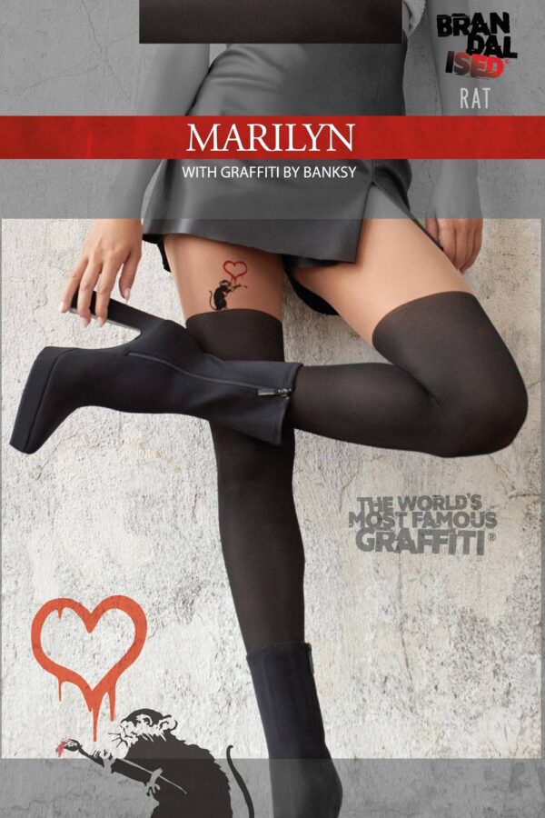 Visualizza Collant con topino e cuore rosso Banksy Rat