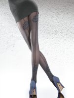 Visualizza Collant melange con riga e rose Meria Black