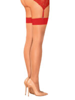 Visualizza Calze color carne con balza rossa S814 Red