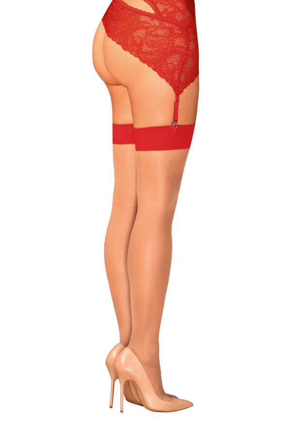 Visualizza Calze color carne con balza rossa S814 Red