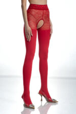 Visualizza Collant aperto coprente con riga in strass Bdiamond Red