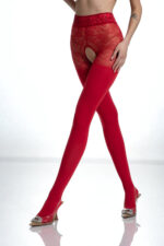 Visualizza Collant aperto coprente con riga in strass Bdiamond Red