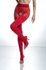 Visualizza Collant aperto coprente con riga in strass Bdiamond Red