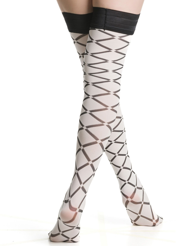 Visualizza Autoreggenti bianche fantasia geometrica Monsoons Bianco A