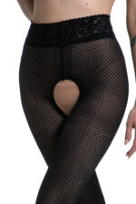 Visualizza Collant aperto disegno a rete Nymph Black