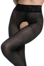 Visualizza Collant aperto disegno a rete Nymph Black
