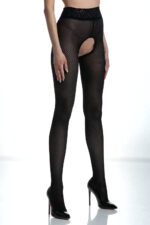 Visualizza Collant aperto disegno a rete Nymph Black