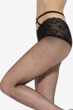 Visualizza Collant in rete con slip in pizzo e incroci Dione